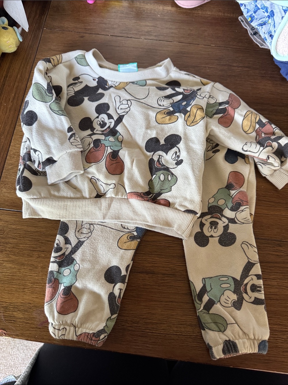 Disney Baby Beige Mickey Print Sweatset